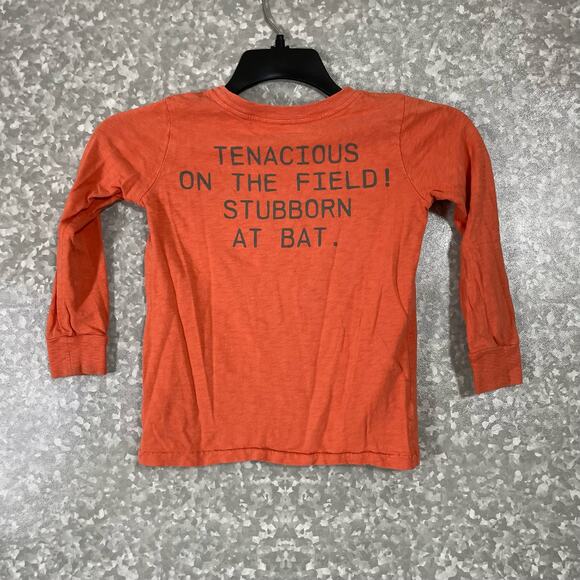Crewcuts Orange "Stubborn Bulls Baseball Team" T-Shirt - Size 4/5 - Long Sleeves - Picture 6 of 6